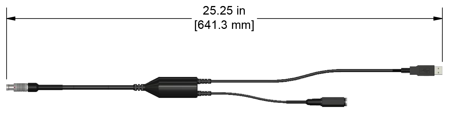 A line drawing showing the diameter and length of an assembled CTC CORE5095 vibration sensor connector kit.