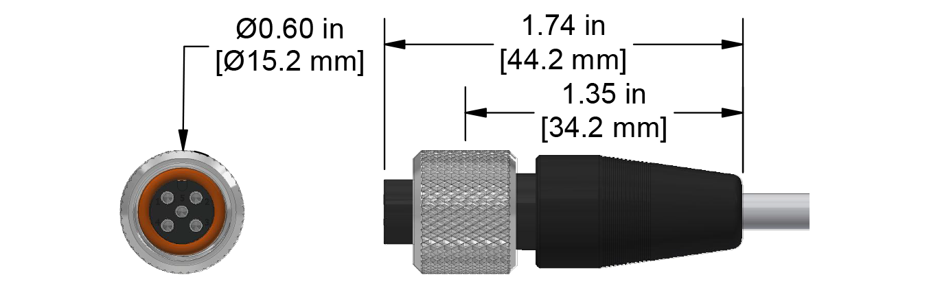 A line drawing showing the diameter and length of a CTC CK-M3T vibration sensor connector.