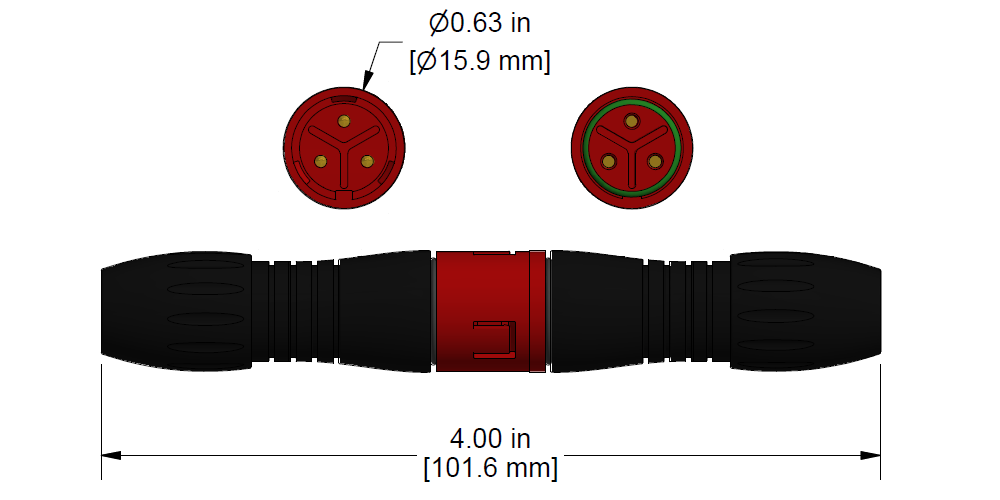 A line drawing showing the diameter and length of a CTC CK-SF vibration sensor connector.