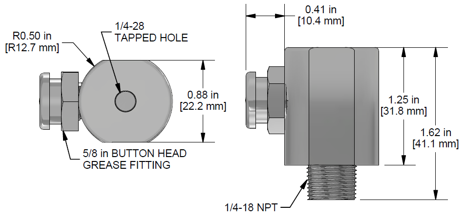 A drawing showing the dimensions of a CTC MH145-1B mounting hardware for industrial condition monitoring sensors.