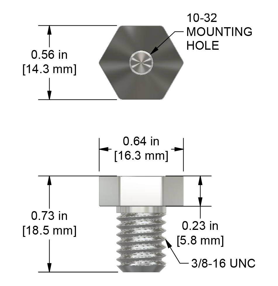 A drawing showing the dimensions of a CTC MHT140 mounting hardware for industrial condition monitoring sensors.