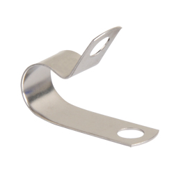 A stainless steel CB929-1B loop cable clamp with round opening on each end.