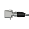 A render of a CTC A3NG grounded connector on a generic side exit industrial accelerometer.