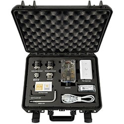 A photograph of a CTC WSK Series Connect Line wireless products starter kit in a black plastic carrying case.