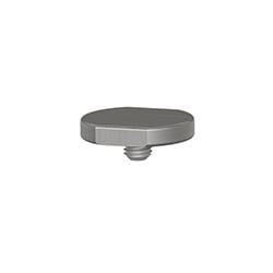 A circular, stainless steel MH102-1A mounting disk with an integral mounting stud extending out of the center of the bottom of the disk.