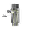 A render showing the internal grease passage in a CTC MH134-4A mounting pad with straight Zerk grease fitting adapter.