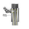 A render showing the internal grease passage in a CTC MH134-4B mounting pad with 45° Zerk grease fitting adapter