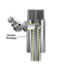 A render showing the internal grease passage in a CTC MH134-5B mounting pad with 45 Zerk grease fitting adapter.