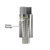 A render showing a CTC top exit accelerometer mounted on a CTC MH134-5C mounting pad with no Zerk grease fitting adapter
