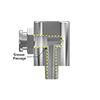 A render showing the internal grease passage in a CTC MH145-1B mounting pad with button head grease fitting adapter