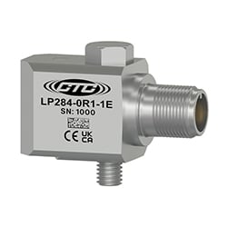 A stainless steel, standard size, side exit LP284 loop power sensor engraved with the CTC Line logo, part number, serial number, and CE and UKCA certification markings.