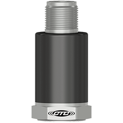 A render of a CTC MA133 black polycarbonate molded sensor with stainless steel connector and base.