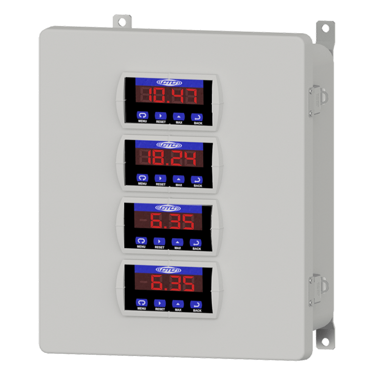 A render of a CTC PMX Series Vibration Relay and Display System