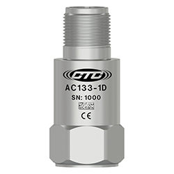A render of a CTC AC133 stainless steel, top exit condition monitoring sensor.