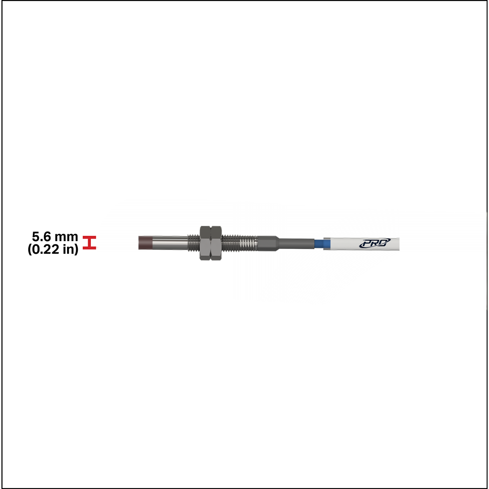 PRO Line proximity probe tip with red measurement line showing probe tip height of 5.6 millimeters