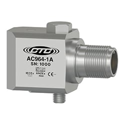 Side view of a side exit AC964-1A standard size industrial accelerometer