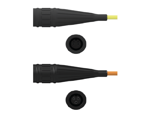 Side and Front Views of 2-Pin and 3-Pin Black Viton Seal-Tight Boot Connectors