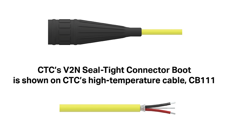 black Viton boot connector and yellow three wire cable
