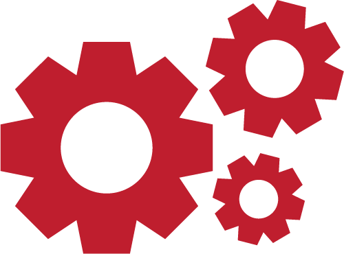 gears and cogs red icon