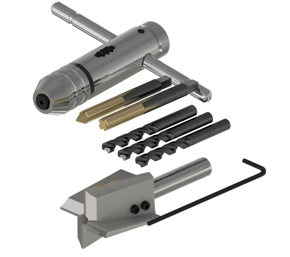 CTC MH117-1B accelerometer installation tool kit with spot face tool, drill bits, and tap set