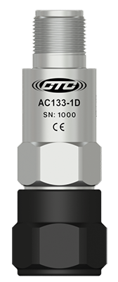 A render of a CTC AC133-1D standard size, top exit accelerometer mounted on an MH170-1A high temperature dissipation mounting pad