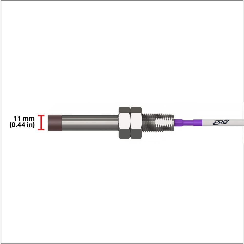 PRO Line proximity probe tip with red measurement line showing probe tip height of 11 millimeters