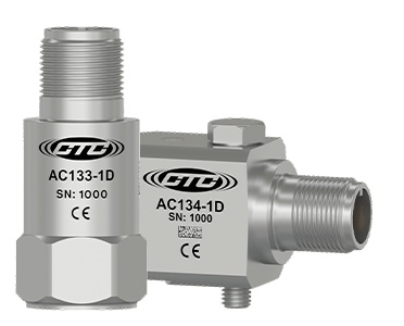 A render of CTC AC133 and AC134 standard size top and side exit accelerometers