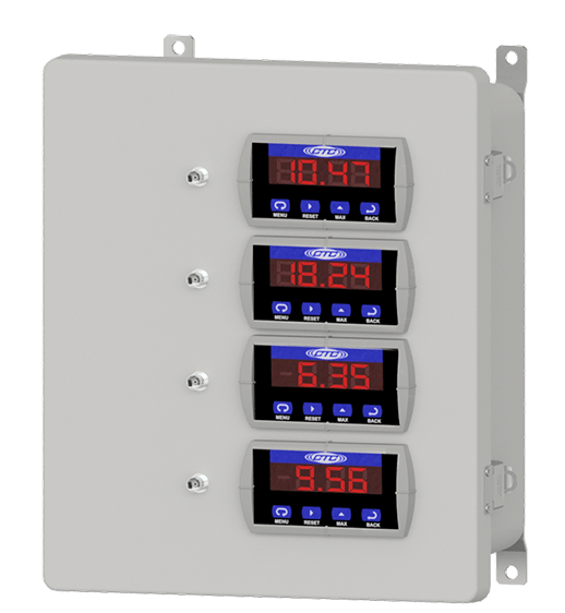A render of a CTC AMP Line SCD100 Series Signal Conditioner Relay & Display enclosure.