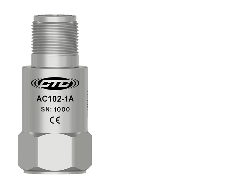 A render of a CTC AC102 standard size, top exit accelerometer