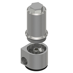 A render of a CTC MH152-1A stainless steel top exit sensor protector with cap off