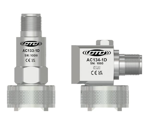 renders of a top exit and side exit standard size accelerometers mounted on round magnets with 2 rails