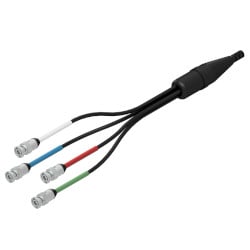 F4C 4 Channel BNC Plug Connector with white, blue, red, and green labels