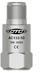 A render of an AC133-1D standard size, top exit, low frequency accelerometer