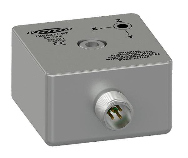 A rend or CTC's TXEA331-HT standard size triaxial accelerometer