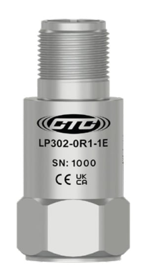 LP302 stainless steel, top exit, standard size loop power sensor with CE and UKCA certification logos engraved on front of case