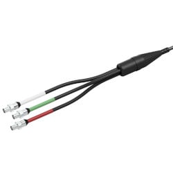 E3C 3 Channel BNC Jack Connector with red, green and white labels
