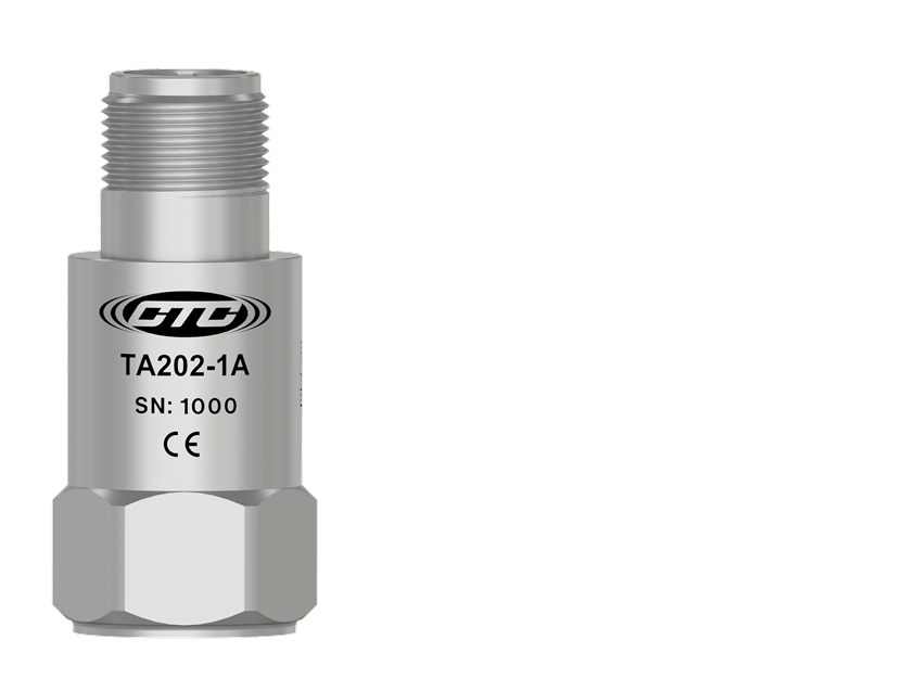 A render of a CTC TA202-1A standard size, top exit accelerometer.