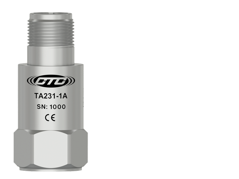 A render of a CTC TA231 standard size, top exit accelerometer