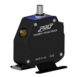 A render of a CTC PRO line 8 mm proximity probe driver with blue faceplate.