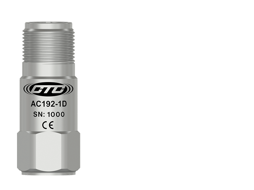 A render of a compact size, top exit CTC AC192-1D accelerometer