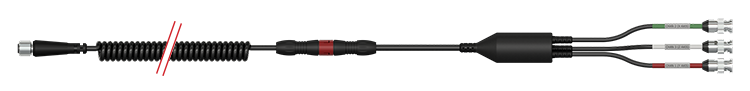 A render of CTC CB117-J4C-F3D-SFT cable and connector assembly