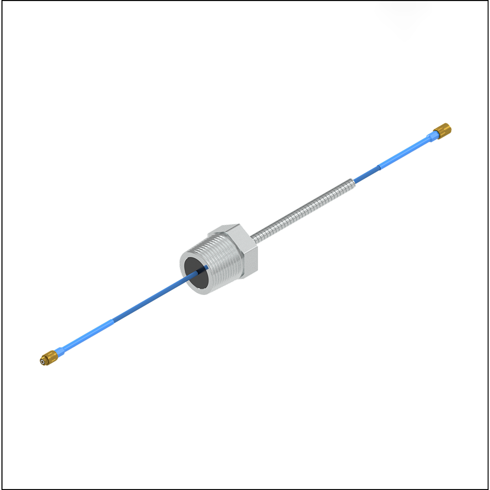 A PRO Line single-sided NPT fitting on blue PRO Line extension cables.