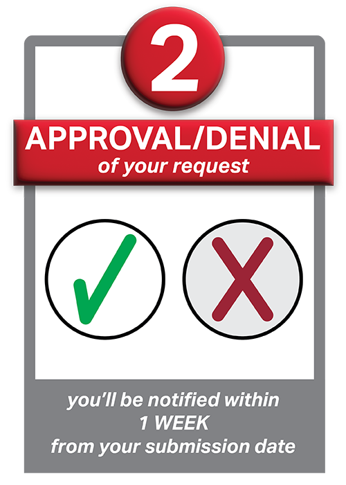 Approval/Denial of Your Request - you&#x27;ll be notified within 1 Week from your submission date