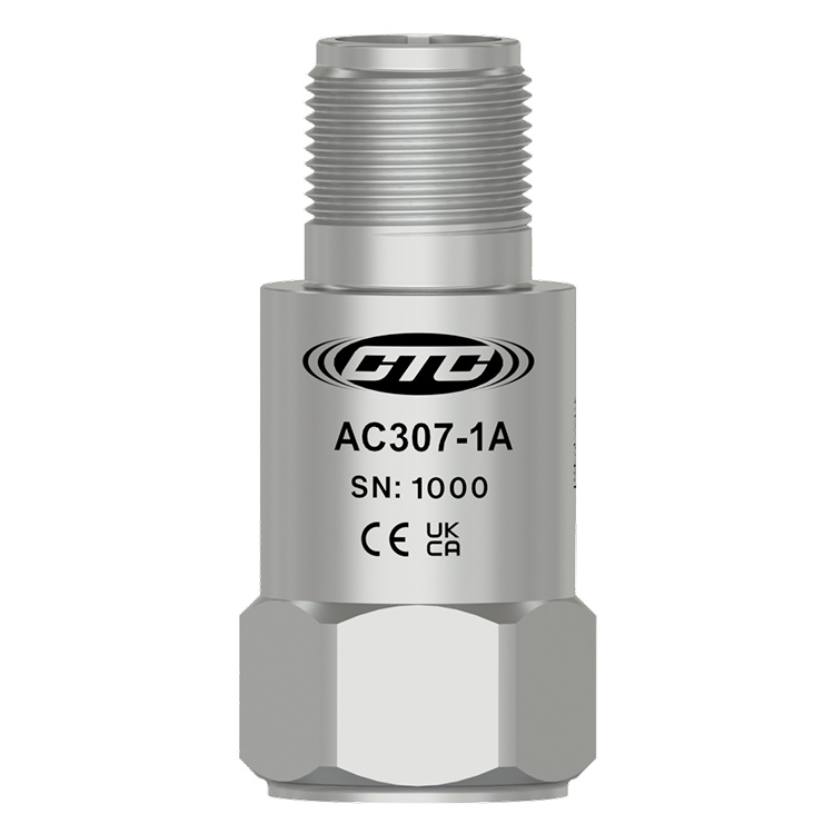 CTC AC307 standard size, top exit, stainless steel, high temperature accelerometer