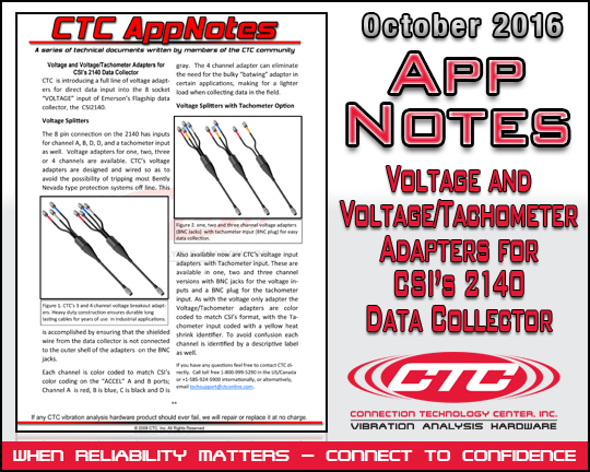 Voltage and Voltage/Tachometer Adapters for CSI's 2140 Data Collector