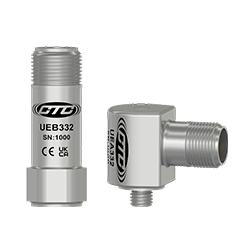A top exit UEB332 ultrasound accelerometer and a UEA333 side exit ultrasound accelerometer.